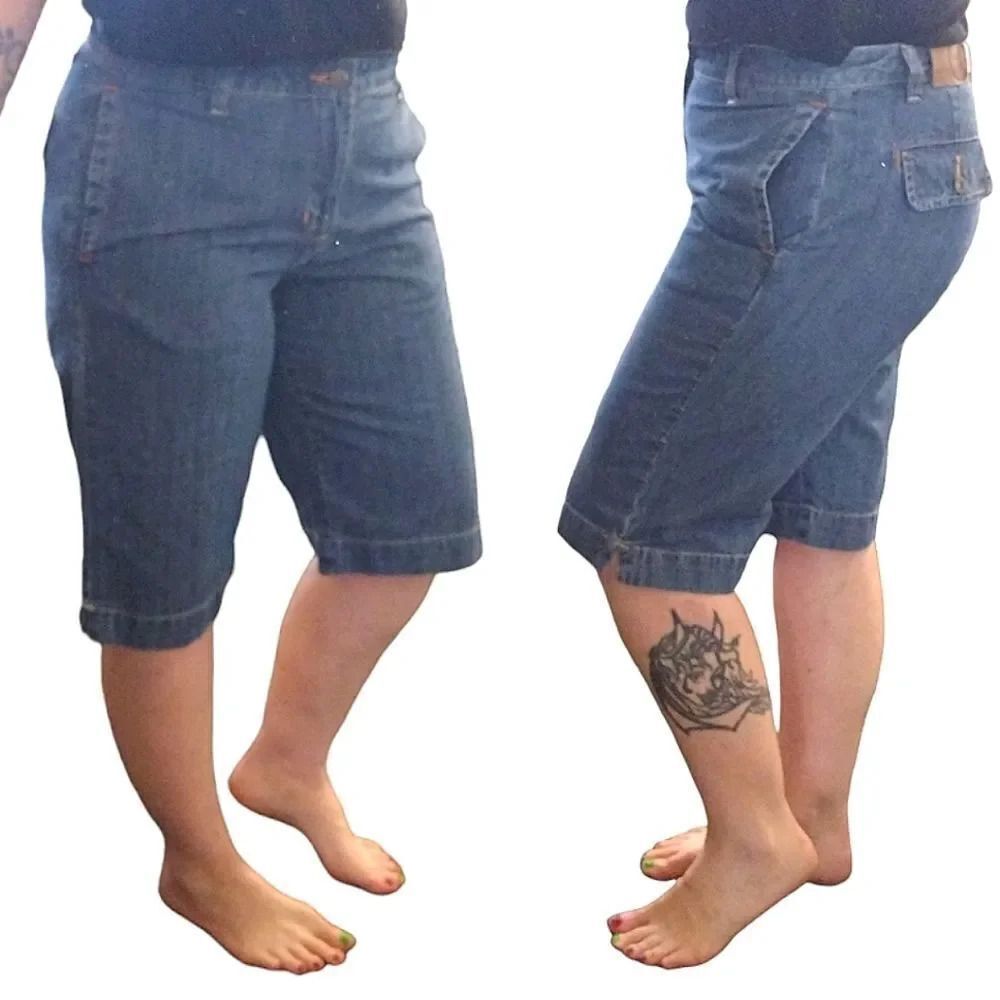 VTG Rafaella Vintage Denim High Rise Wide Leg Bermuda Jean‎ Shorts SZ 12 90s Y2K